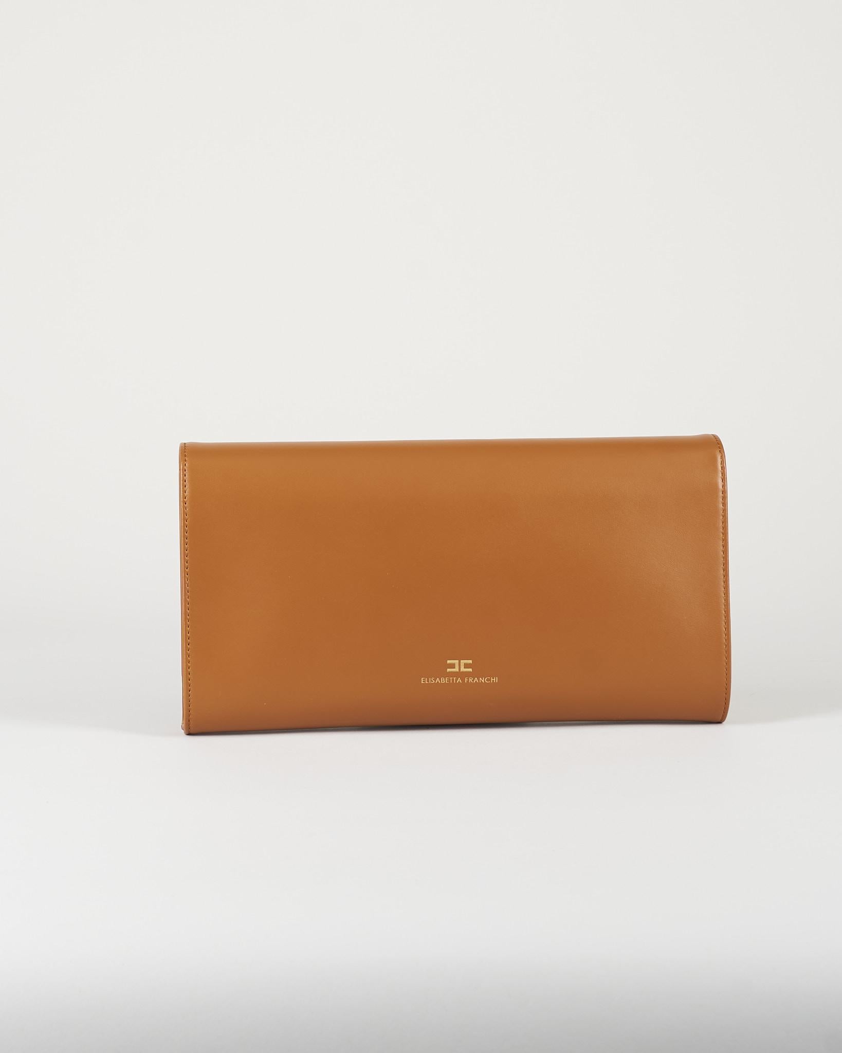 Pouch Cognac con logo embossed BS99A61E2 027 ELISABETTA FRANCHI 