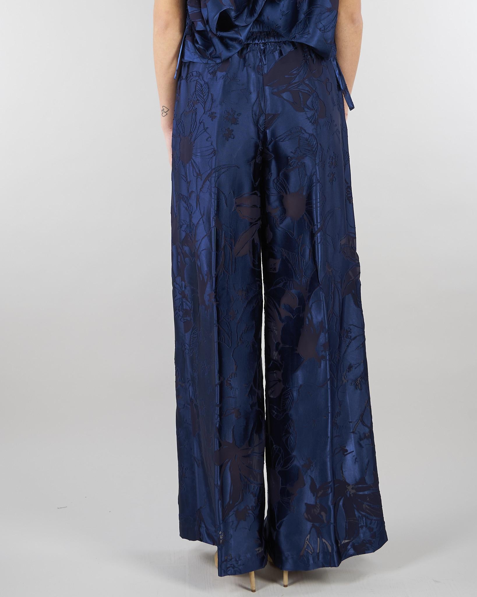 Pantalo jacquard Blu wide leg SP5MR028 3000 ICONA 