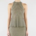 Top halter Verde in maglia di lino con lurex TT3210 13565 TWIN SET 