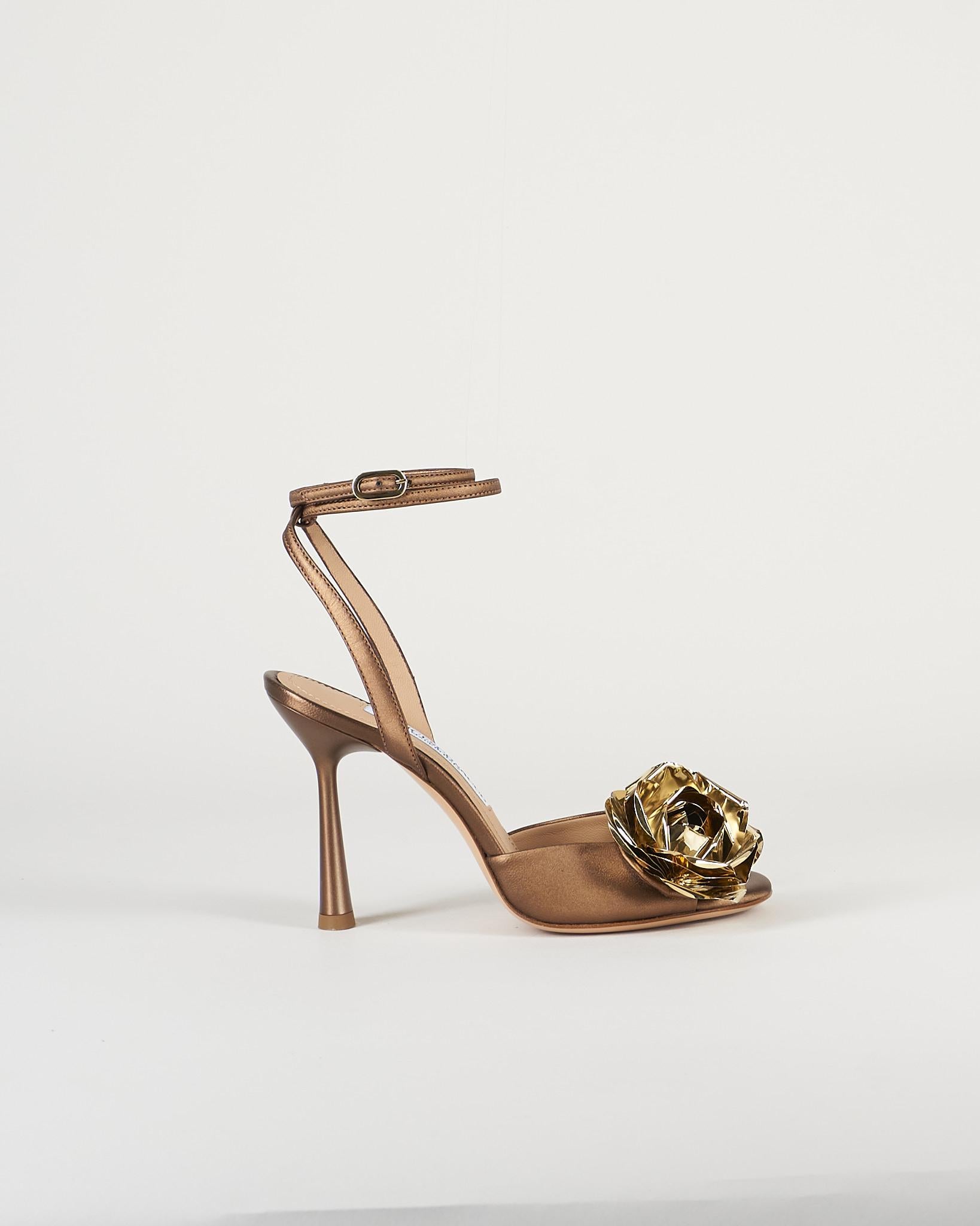 Sandalo Bronzo in raso con accessorio gold 7569 40 FRANCESCO SACCO 