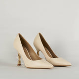 Decollete in pelle con tacco gold Wo Milano