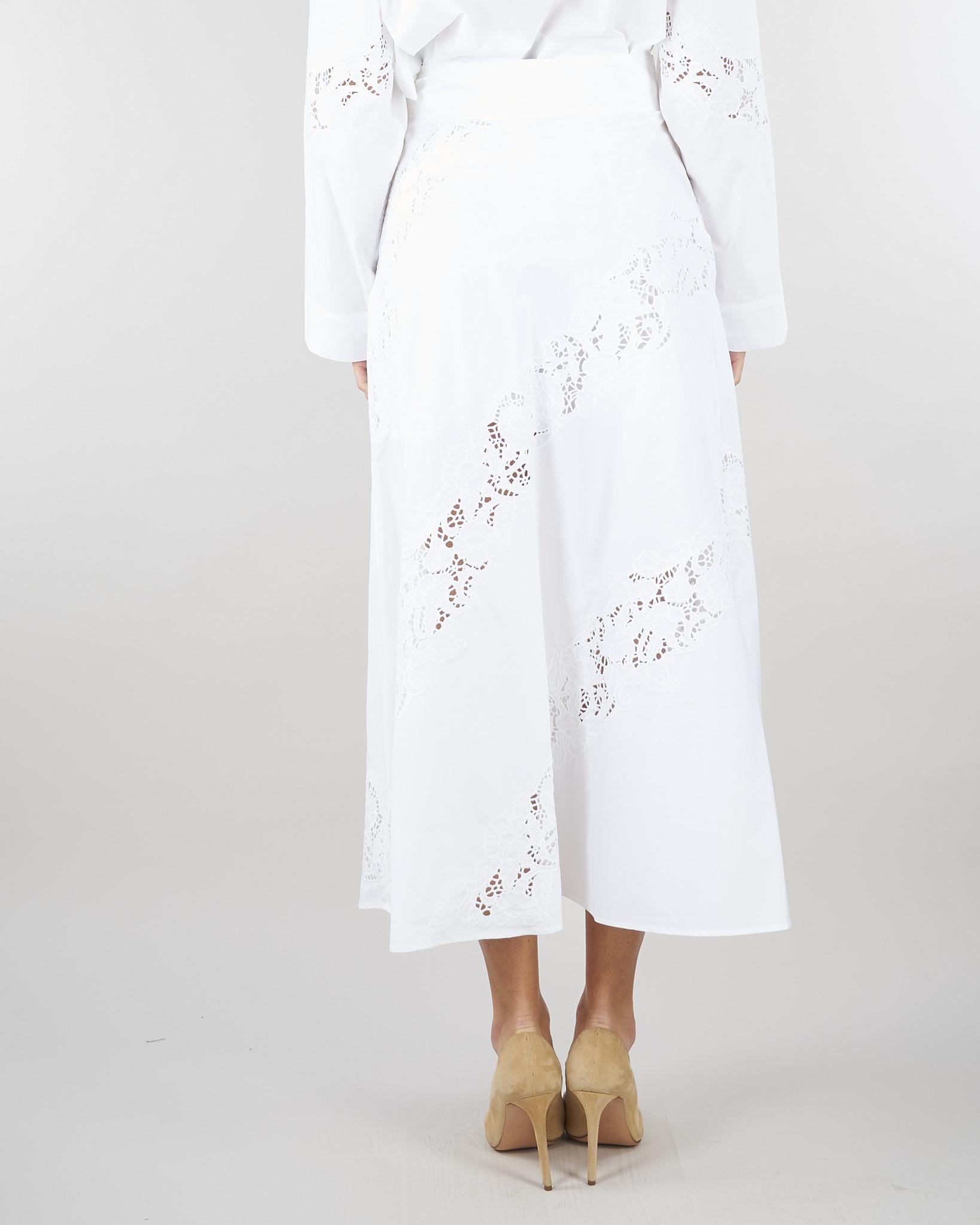 Gonna lunga Bianco in popeline e sangallo TT2030 1 TWIN SET 
