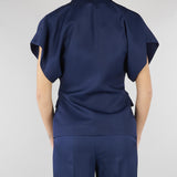 Giacca Blu in misto viscosa e lino con maniche corte SP5CO003 3000 ICONA 