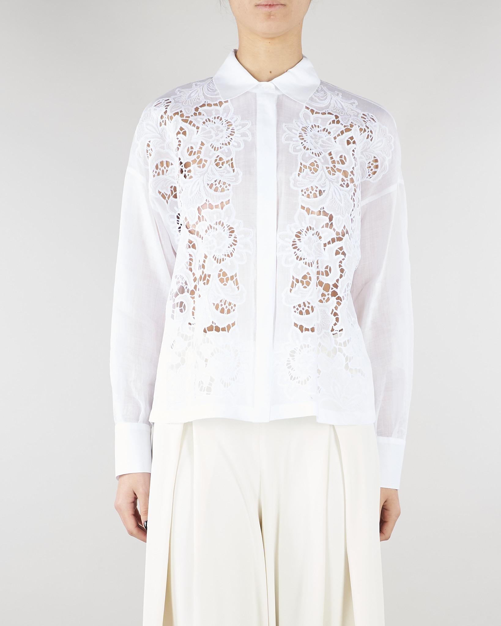 Camicia Bianco boxy in tela ramié con ricamo MSTCALI 31 MAX MARA STUDIO 