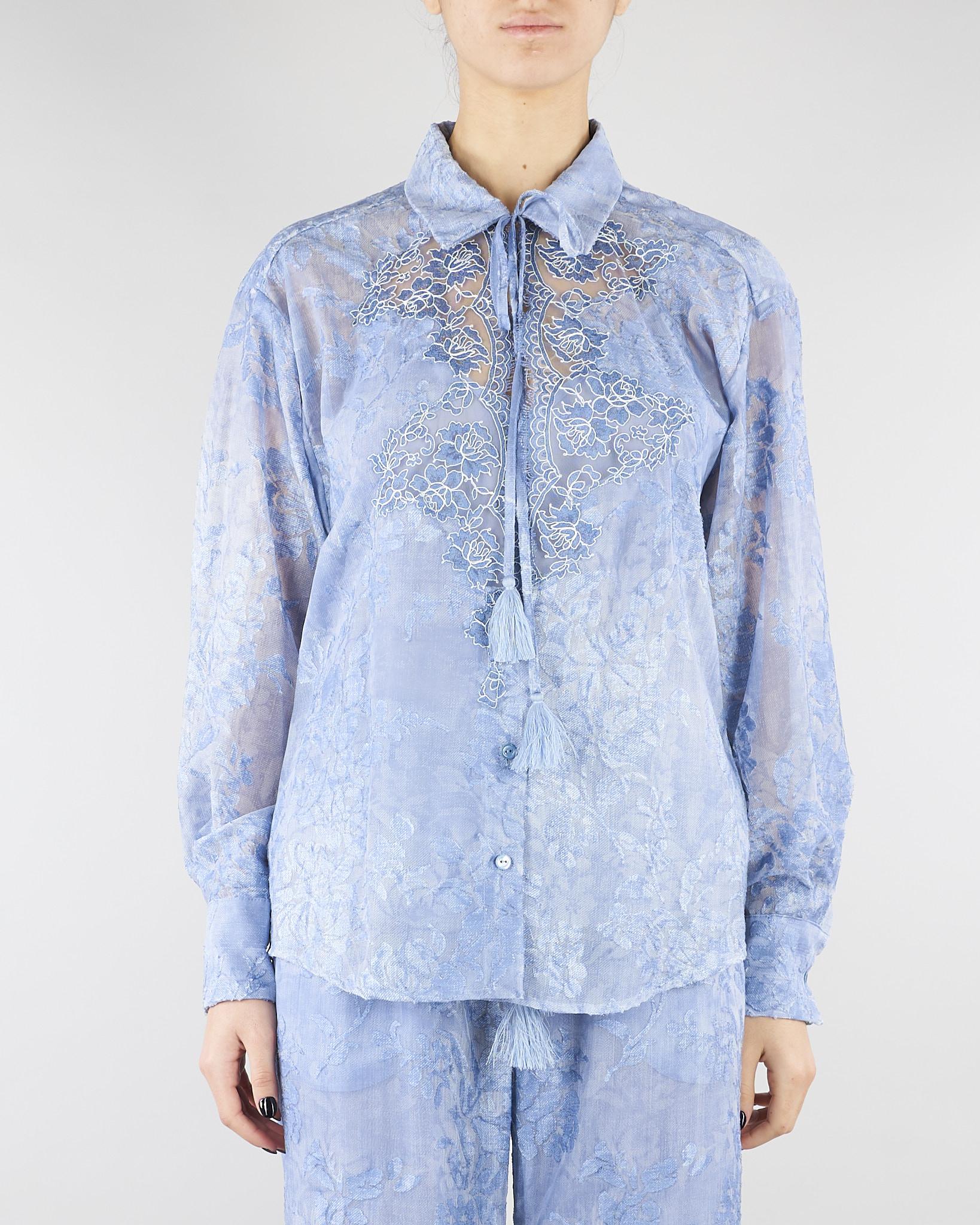 Camica in raso Devorè Denim con pizzo D48EK056E66 MF156 ERMANNO BY ERMANNO SCERVINO 