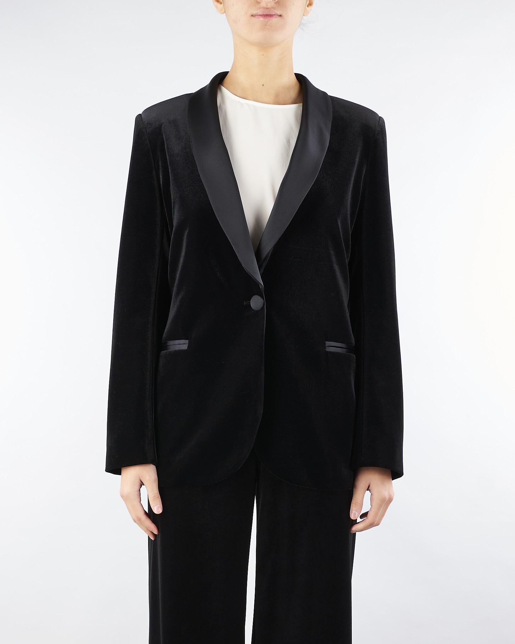 Giacca Nero in velluto con rever e dettagli in raso AT400 99 ATELIER LEGORA 