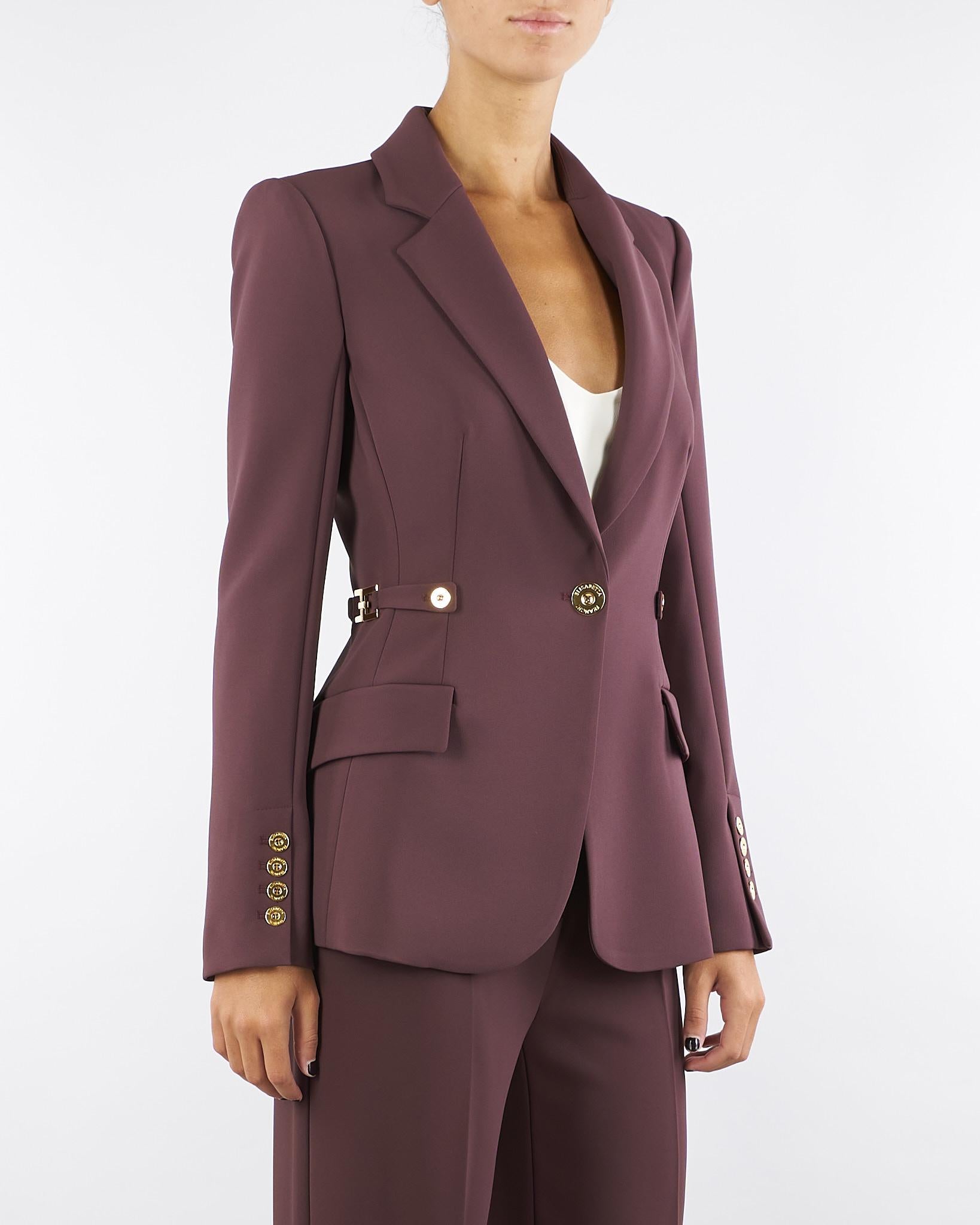 Giacca Merlot in crêpe leggero con dettagli gioiello GI17556E2 EA4 ELISABETTA FRANCHI 