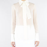 Camicia Avorio in georgette e crêpe con fusciacca CA14861E2 360 ELISABETTA FRANCHI 