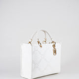 Borsa Tote Avorio media in jacquard con charms