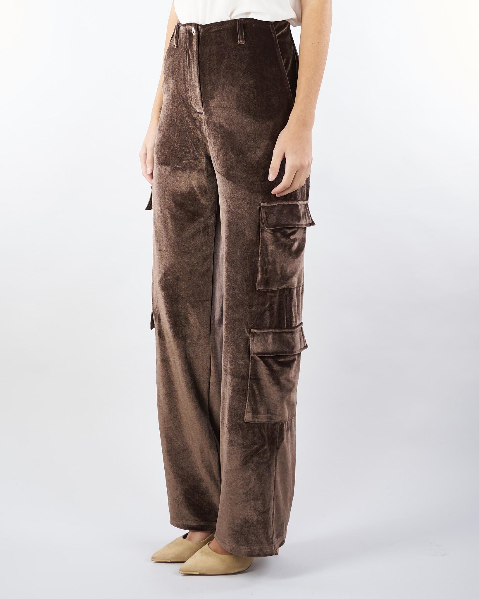 Pantalone Cargo Cioccolato in velluto NS153 85 NO SECRETS 