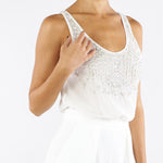 Tuta Avorio in georgette e crêpe con cristalli TU06357E2 360 ELISABETTA FRANCHI 