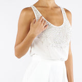 Tuta Avorio in georgette e crêpe con cristalli TU06357E2 360 ELISABETTA FRANCHI 