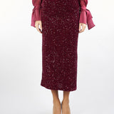 Gonna Bordeaux tubino in paillettes ACTMN1264GO3547 85 ACTUALEE 