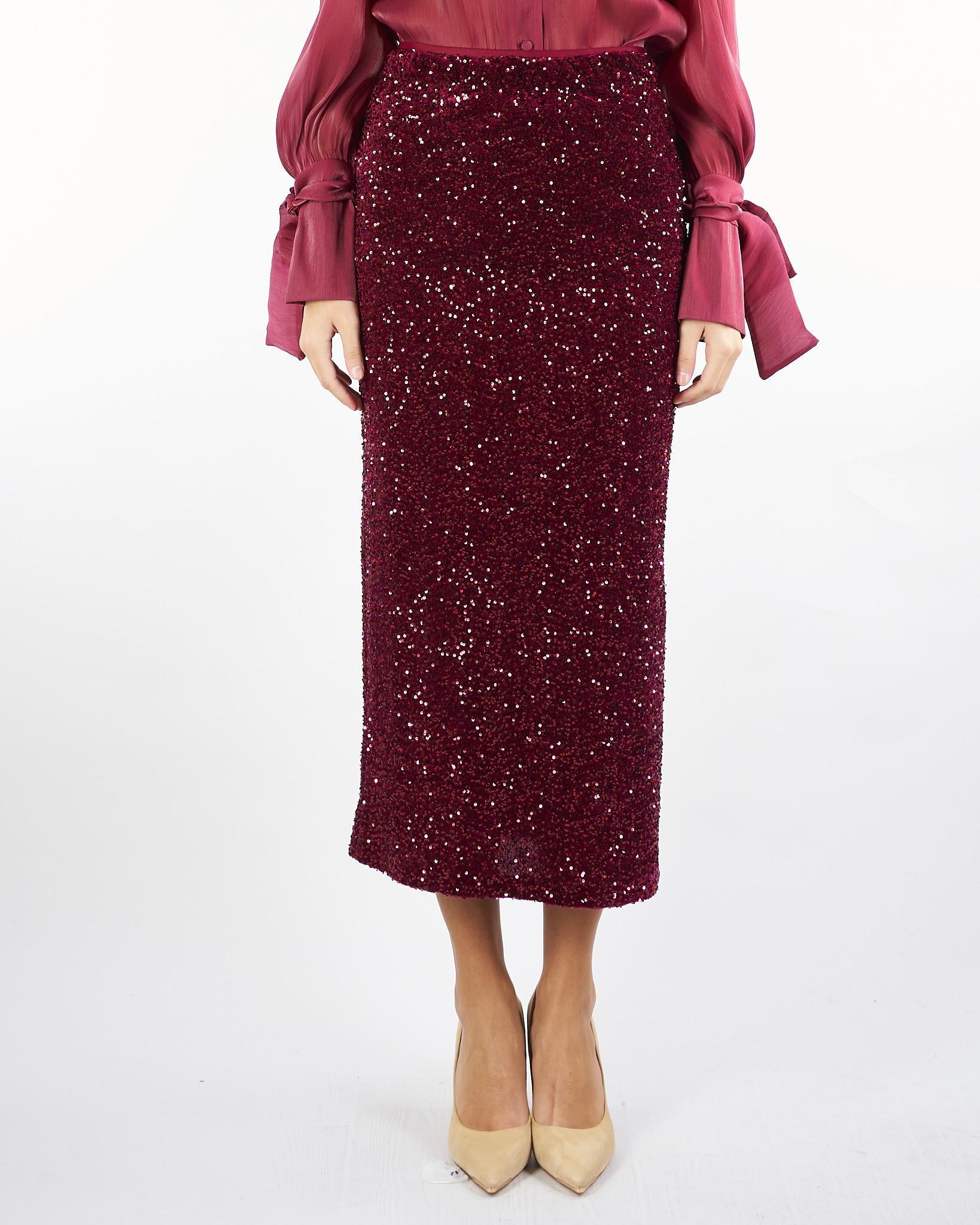 Gonna Bordeaux tubino in paillettes ACTMN1264GO3547 85 ACTUALEE 