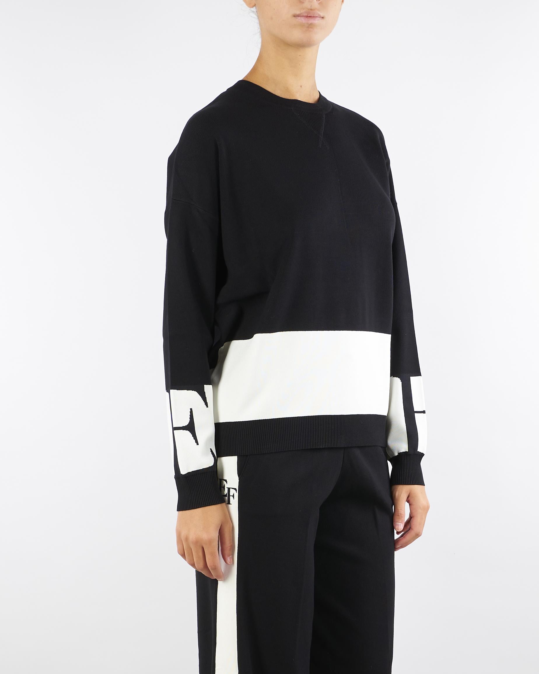 Maglia Nero-Milk in viscosa con bande lucide MK01S56E2 EF3 ELISABETTA FRANCHI 