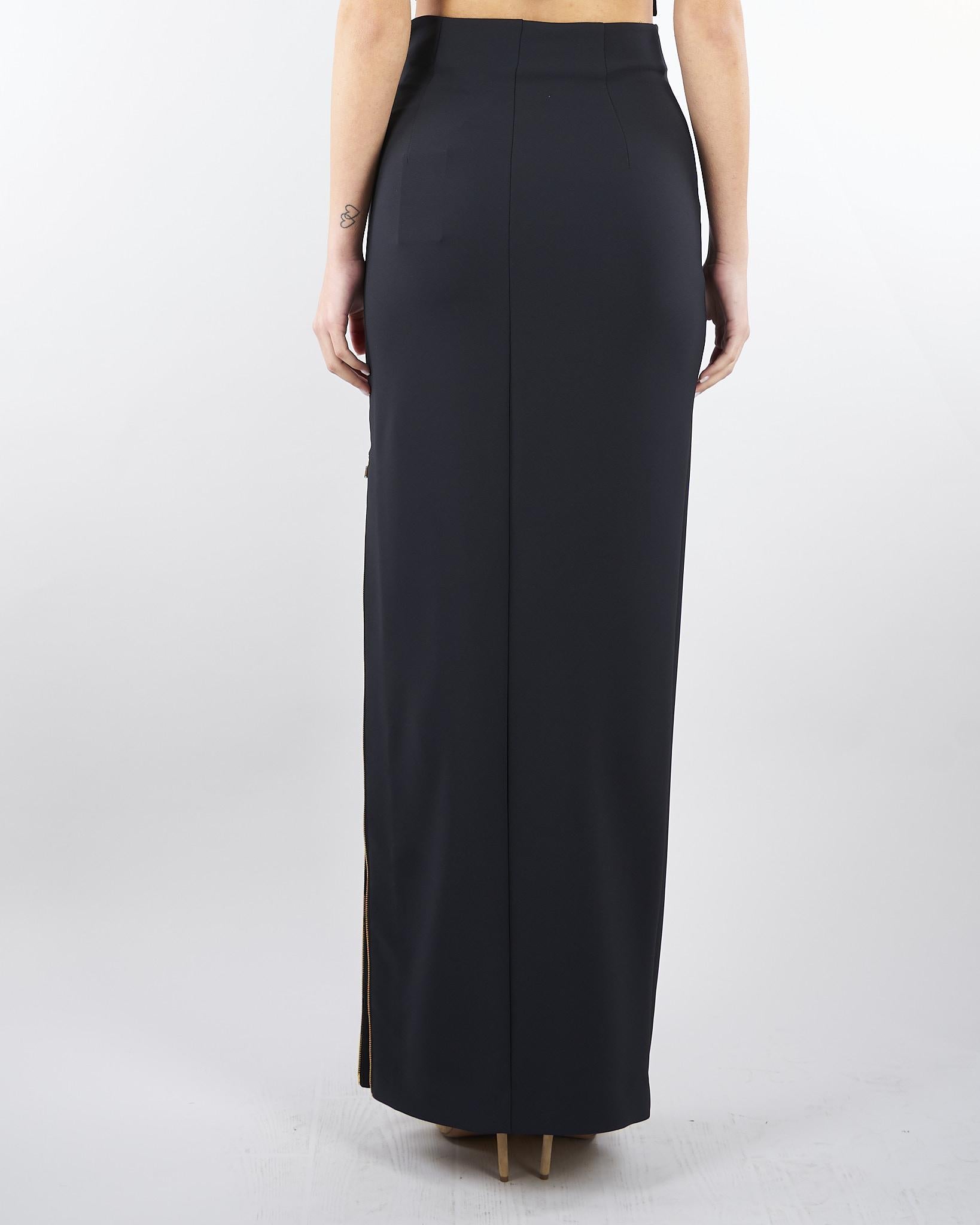 Gonna Nero in crêpe leggero con zip gioiello GO16561E2 110 ELISABETTA FRANCHI 