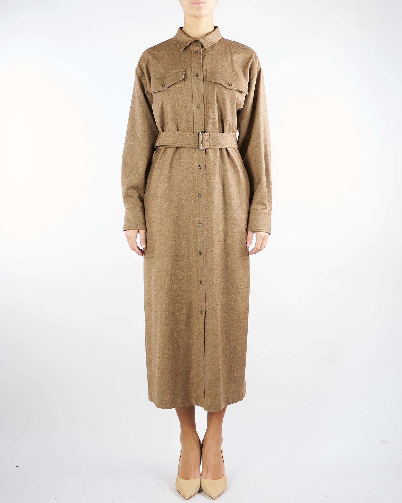 Abito Chemisier Tabacco in flanella di lana STEMMA 42 MAX MARA WEEKEND 