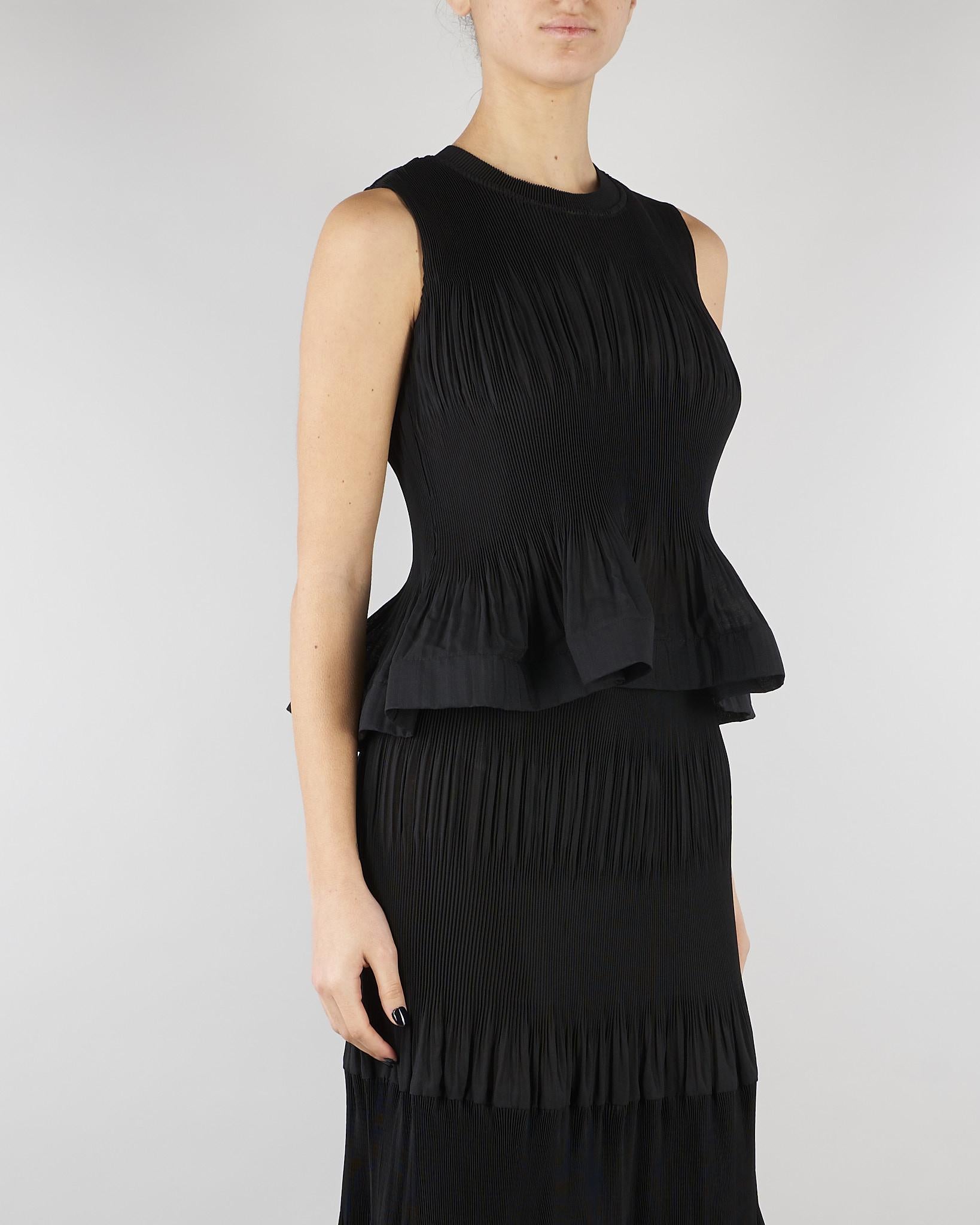 Top Nero plissè con rouches M6EY04 100 MEIMEIJ 