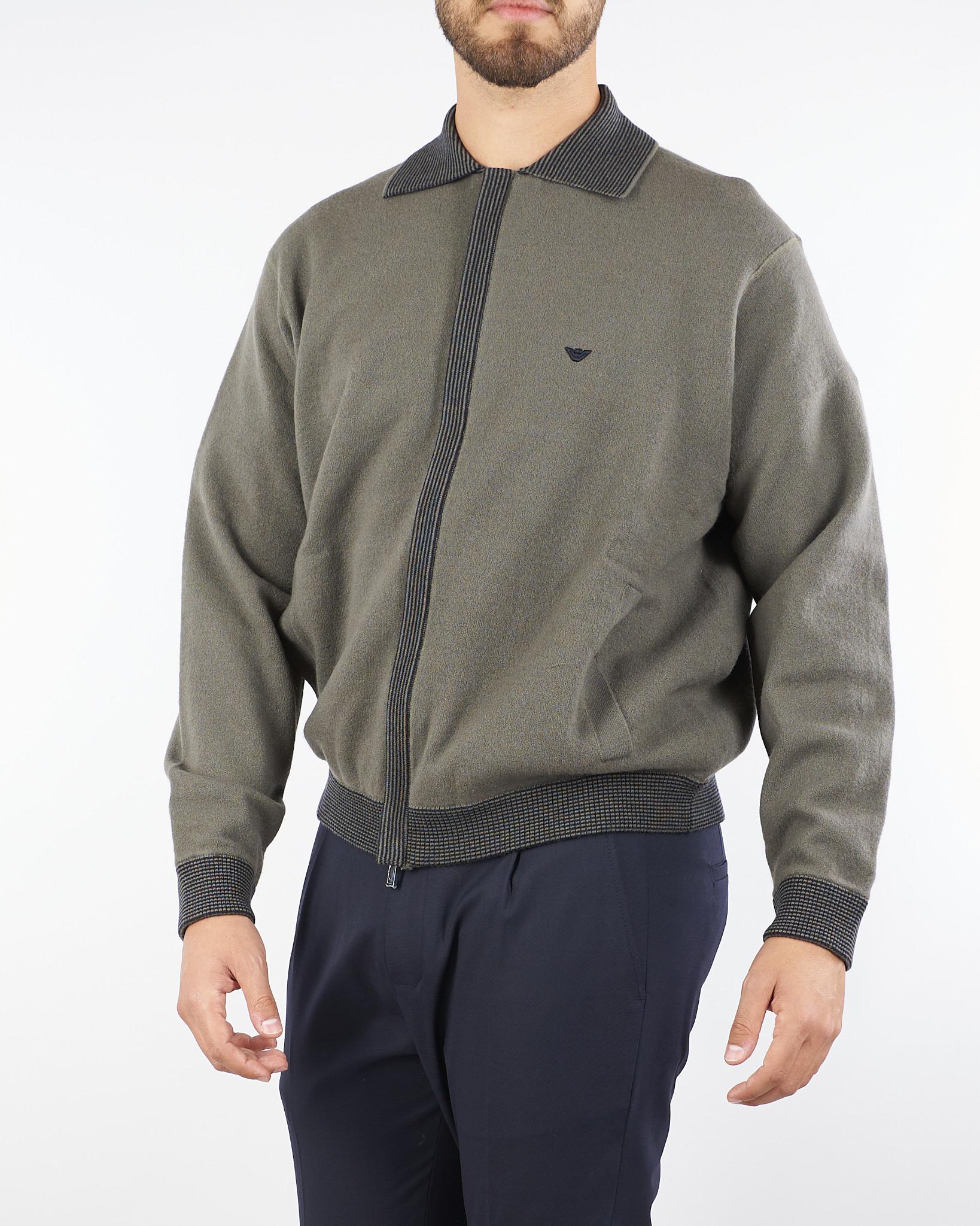 Cardigan Fango in pura lana con colletto EM001517AF18099 U8143 EMPORIO ARMANI 