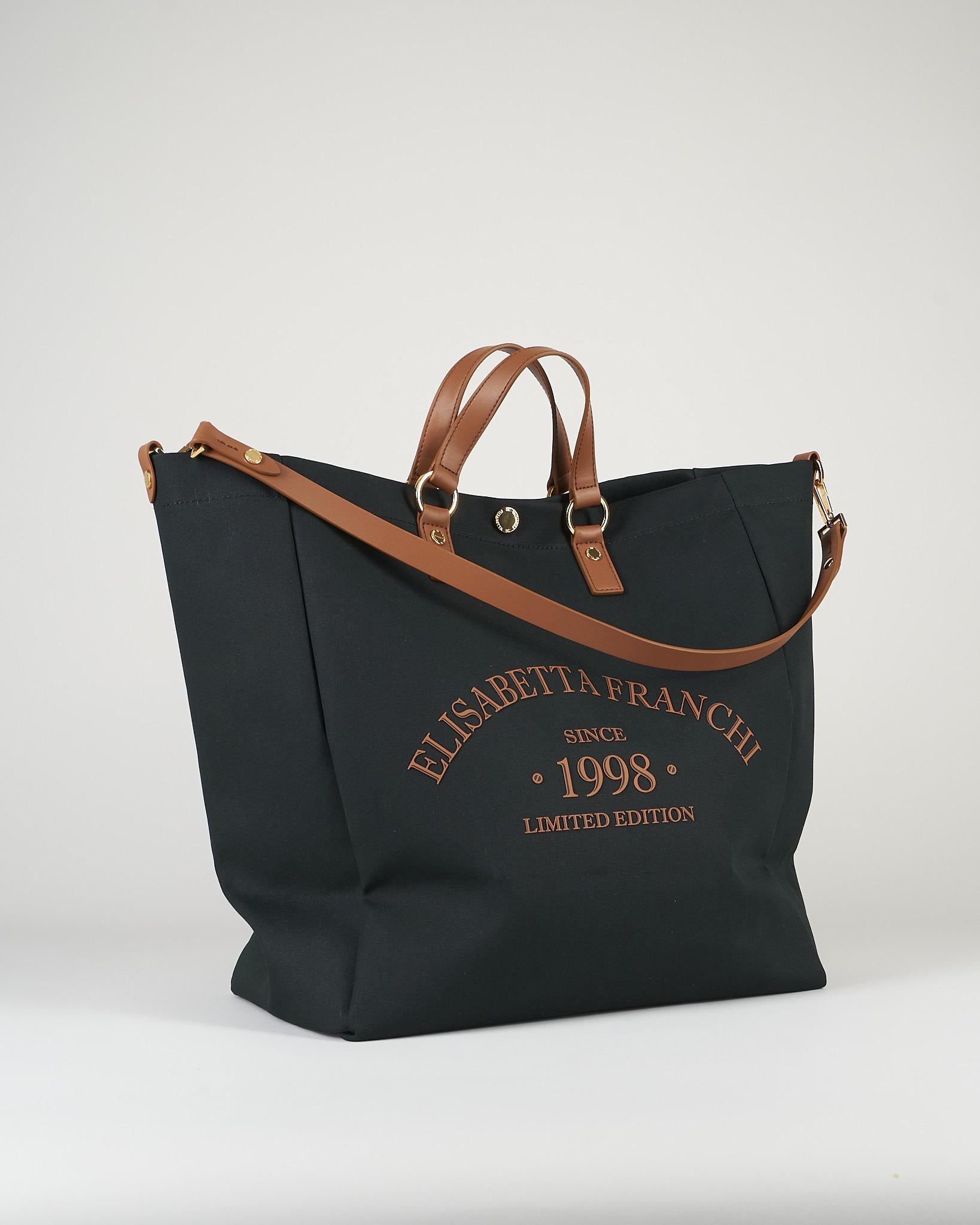 Tote Nero-Cuoio in canvas BS14A62E2 B58 ELISABETTA FRANCHI 