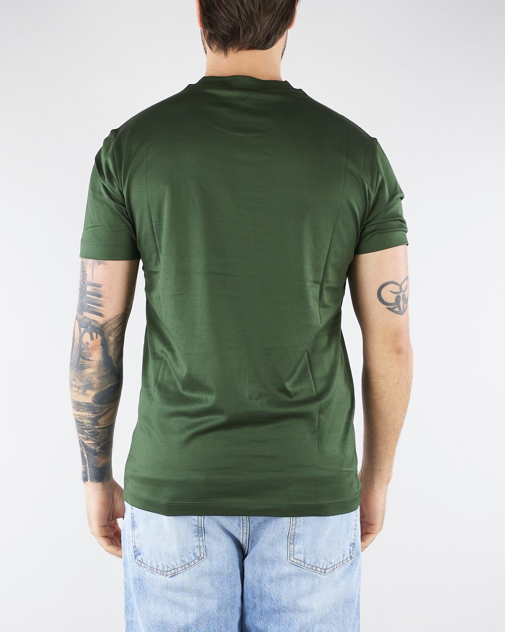 T-shirt Verde in misto lyocell e cotone con logo al fondo EM006691AF10017 U7263 EMPORIO ARMANI 