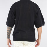 Maglia camicia jacquard Nero con maniche corte ampie