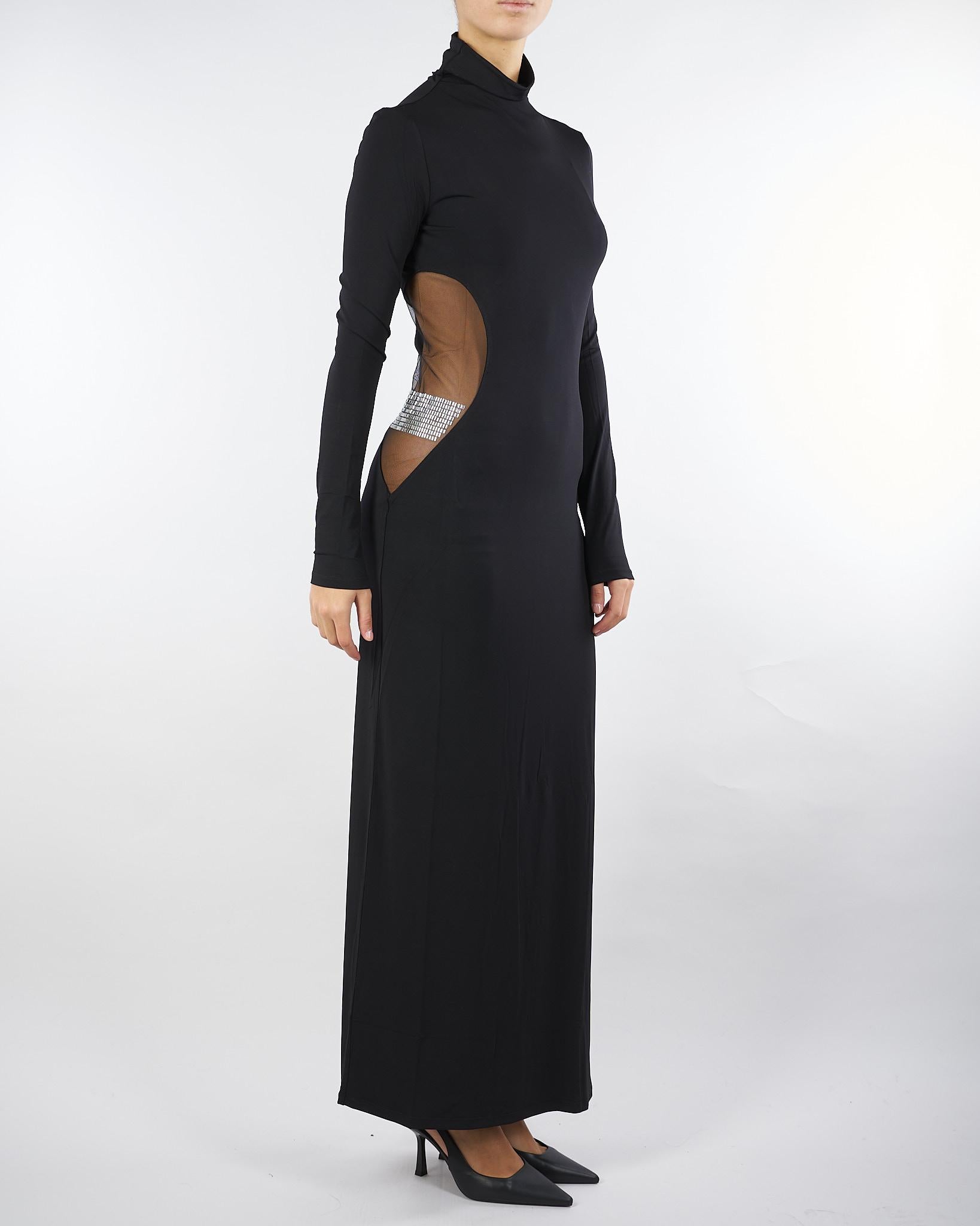 Abito lungo Nero a collo alto con strass 2A2968J338 J4R0 PATRIZIA PEPE 
