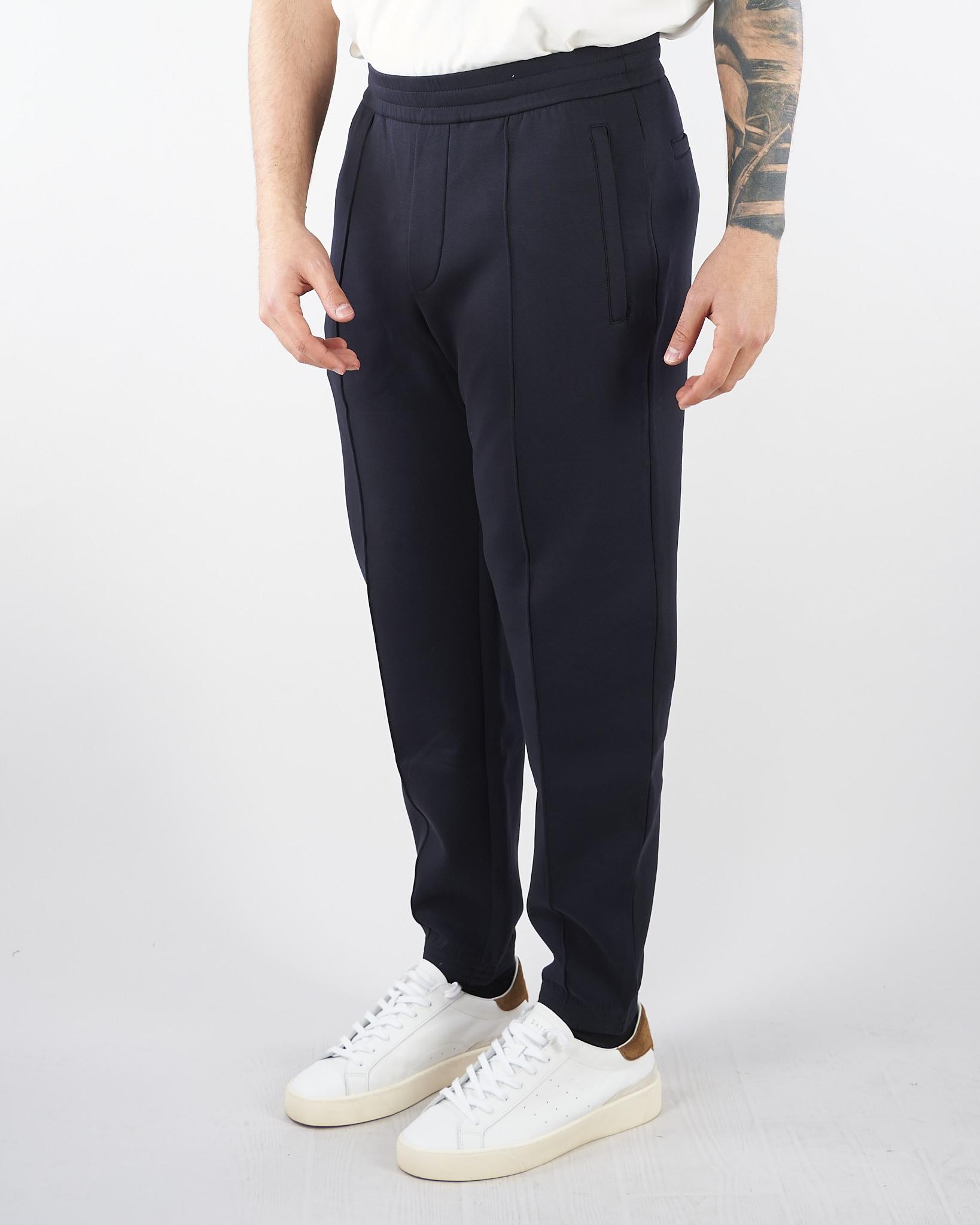 Pantalone Jogger Blu in double jersey con ricamo logo EM004542AF10013 UB118 EMPORIO ARMANI 