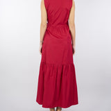 Abito Rosso in cotone a balze