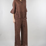 Pantalone Marrone in mussola con ricamo sangallo D48EP050EN0 MFB24 ERMANNO BY ERMANNO SCERVINO 