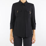 Camicia Nero in goergette di viscosa CA12256E2 110 ELISABETTA FRANCHI 
