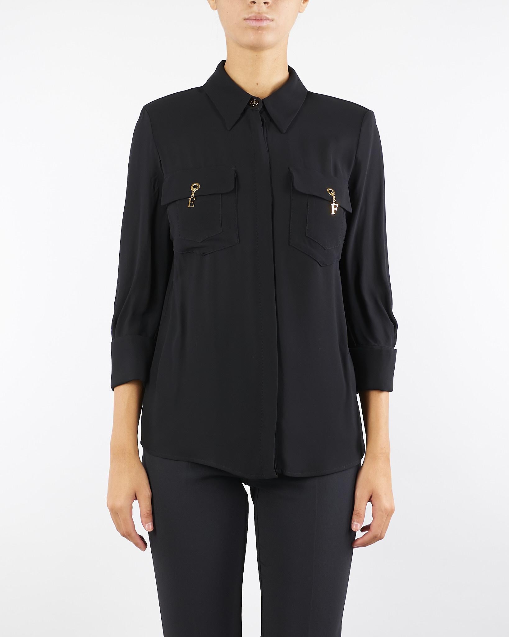 Camicia Nero in goergette di viscosa CA12256E2 110 ELISABETTA FRANCHI 