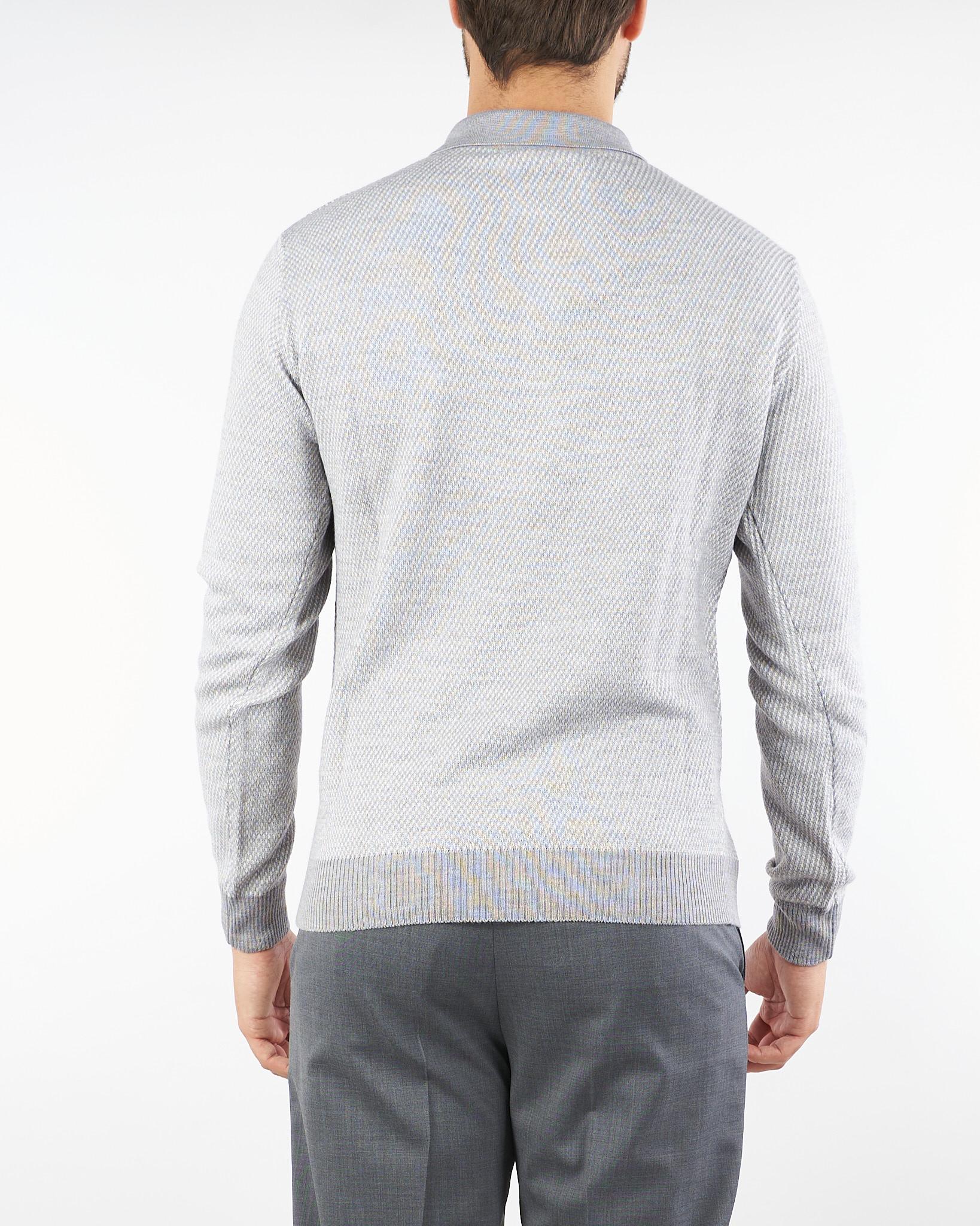 Maglia Polo jacquard Grigio in misto lana 3932M526253808 97 MANUEL RITZ 