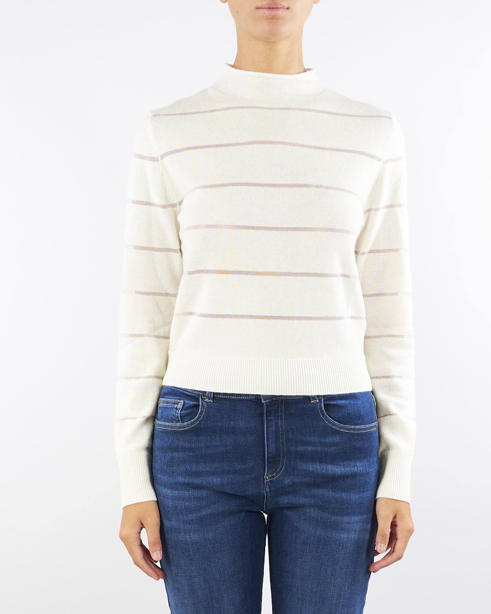 Maglia Avorio Malto a righe in misto lana e cashmere MALTO 4 NENETTE 