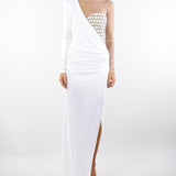 Abito Avorio Red Carpet in tulle e jersey con ricami cocco ABR2257E2 360 ELISABETTA FRANCHI 