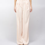 Pantalone Cipria ampio con doppia pinces in raso heavy