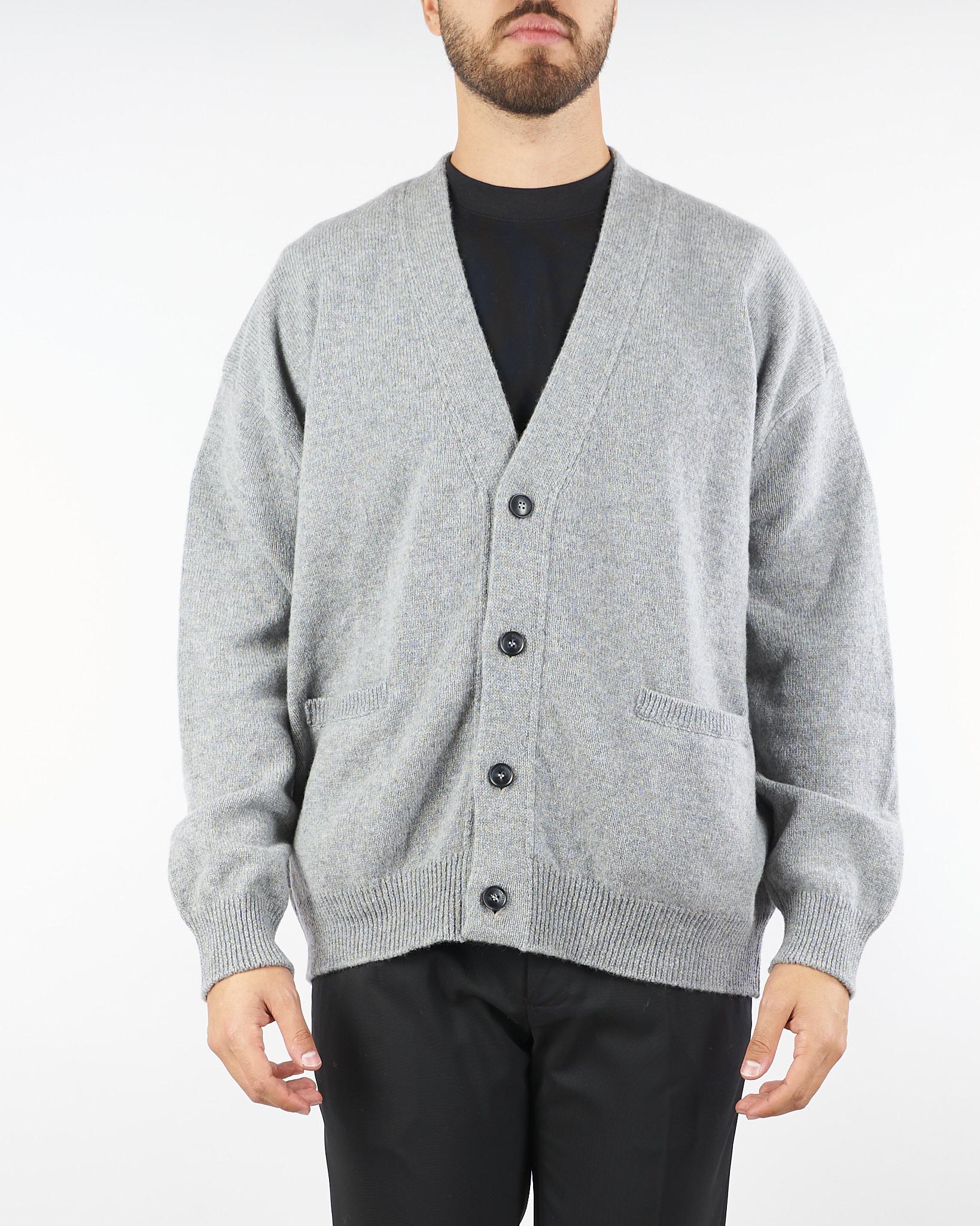 Cardigan Grigio in pura lana e cashmere relaxed fit F5PKMACA037 100 A PAPER KID 
