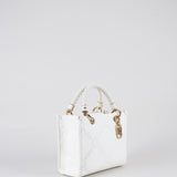 Borsa Tote Avorio piccola in jacquard con charms