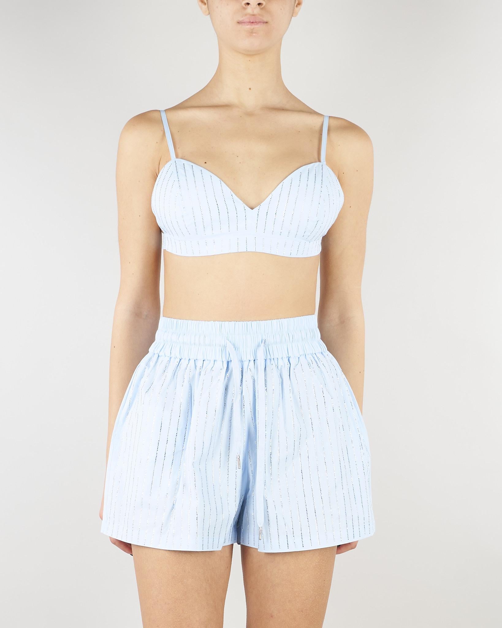 Top Celeste con strass all over NS229 40 NO SECRETS 