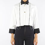 Camicia bicolor Bianco-Nero cropped in cotone CA10056E2 221 ELISABETTA FRANCHI 