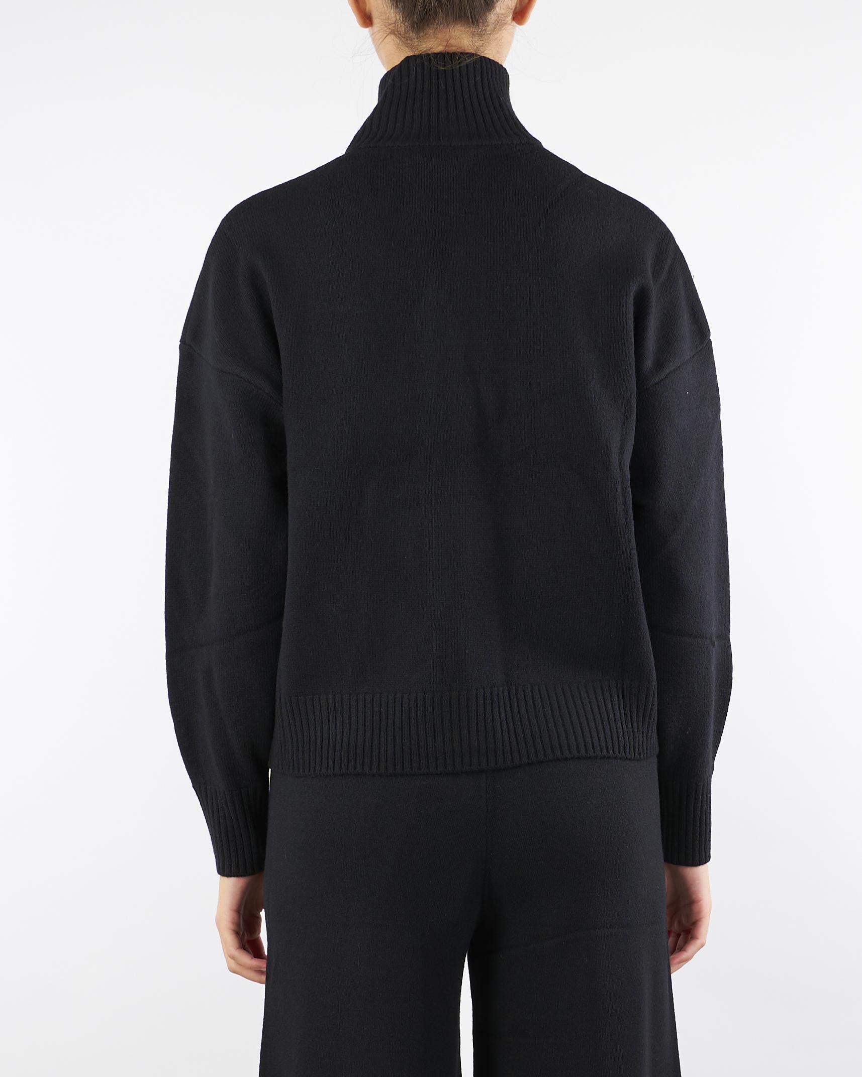 Cardigan zip Nero in blend di lana ANTARES 13 PENNY BLACK 