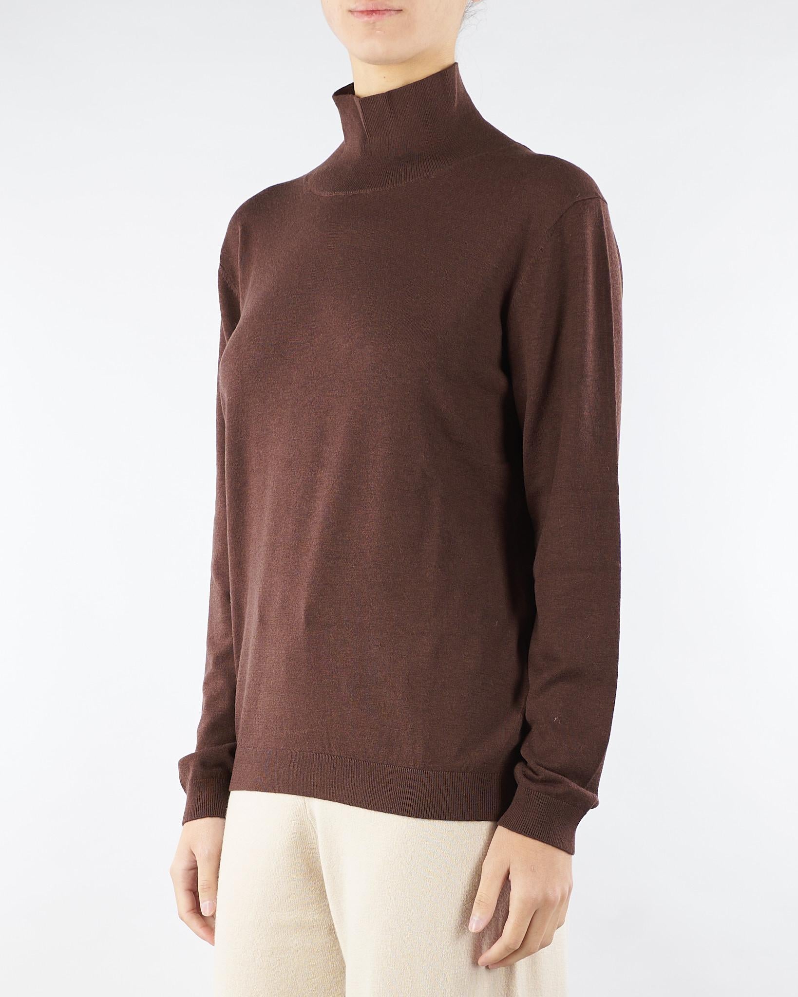 Maglia Dolcevita Marrone in filato di seta e lana KIKU 4 MAX MARA WEEKEND 