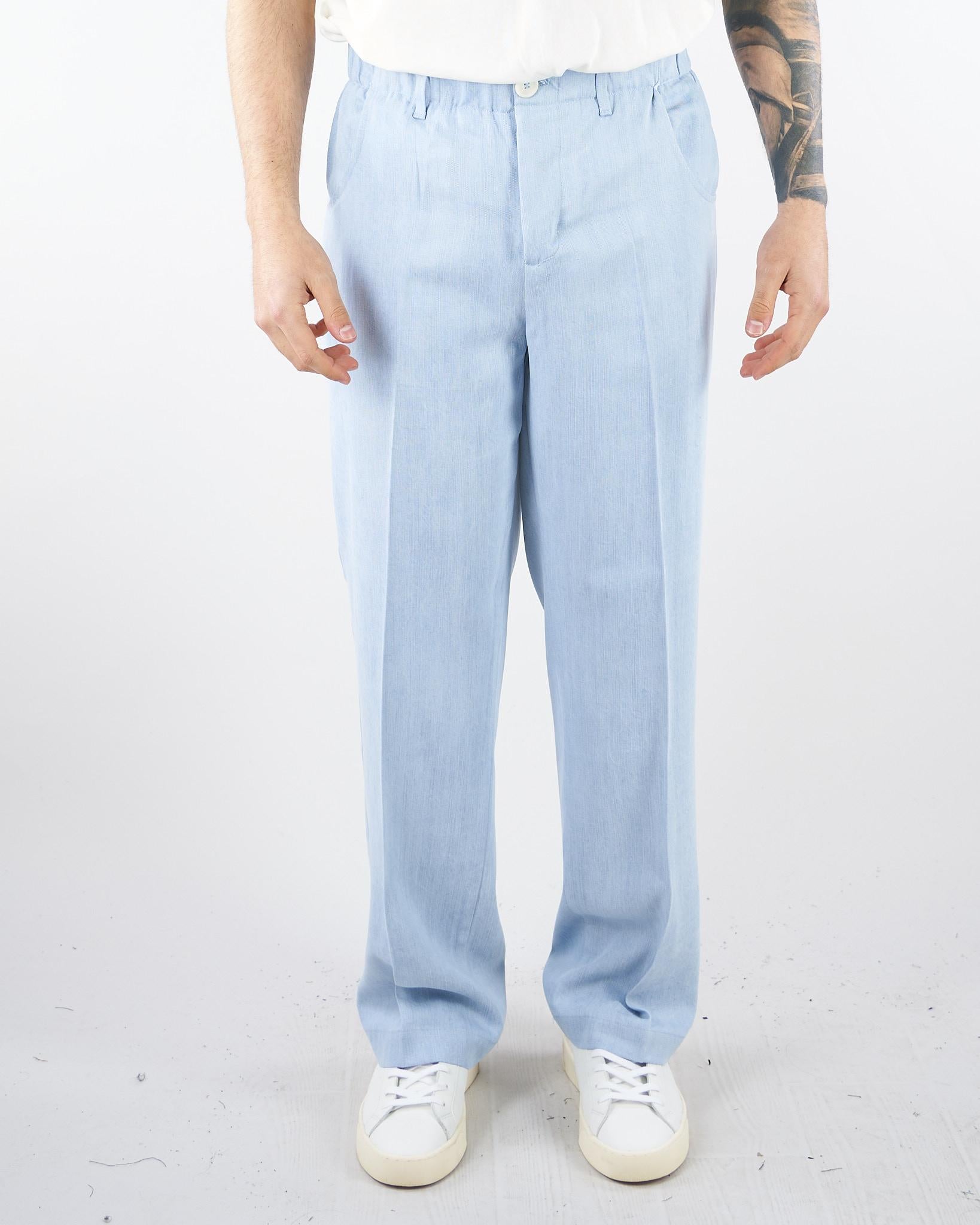 Pantalone Celeste con gamba e fondo ampio PAU3DICI039B 30 3DICI 