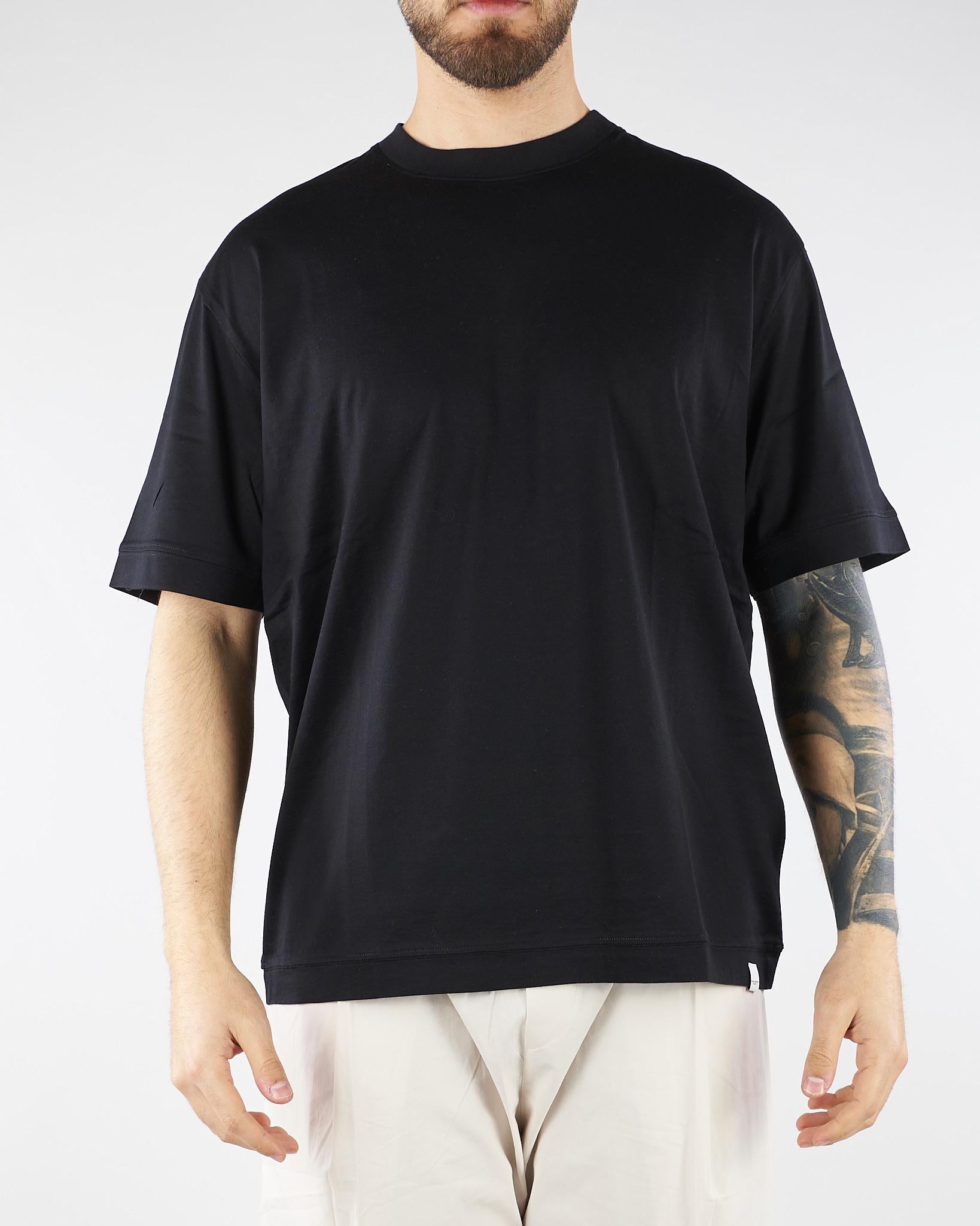T-shirt Nero in jersey lucido F0134054 9000 PAOLO PECORA 