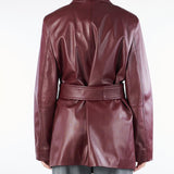 Giacca Bordeaux in nappa con cintura TOLMIN 1 MAX MARA STUDIO 