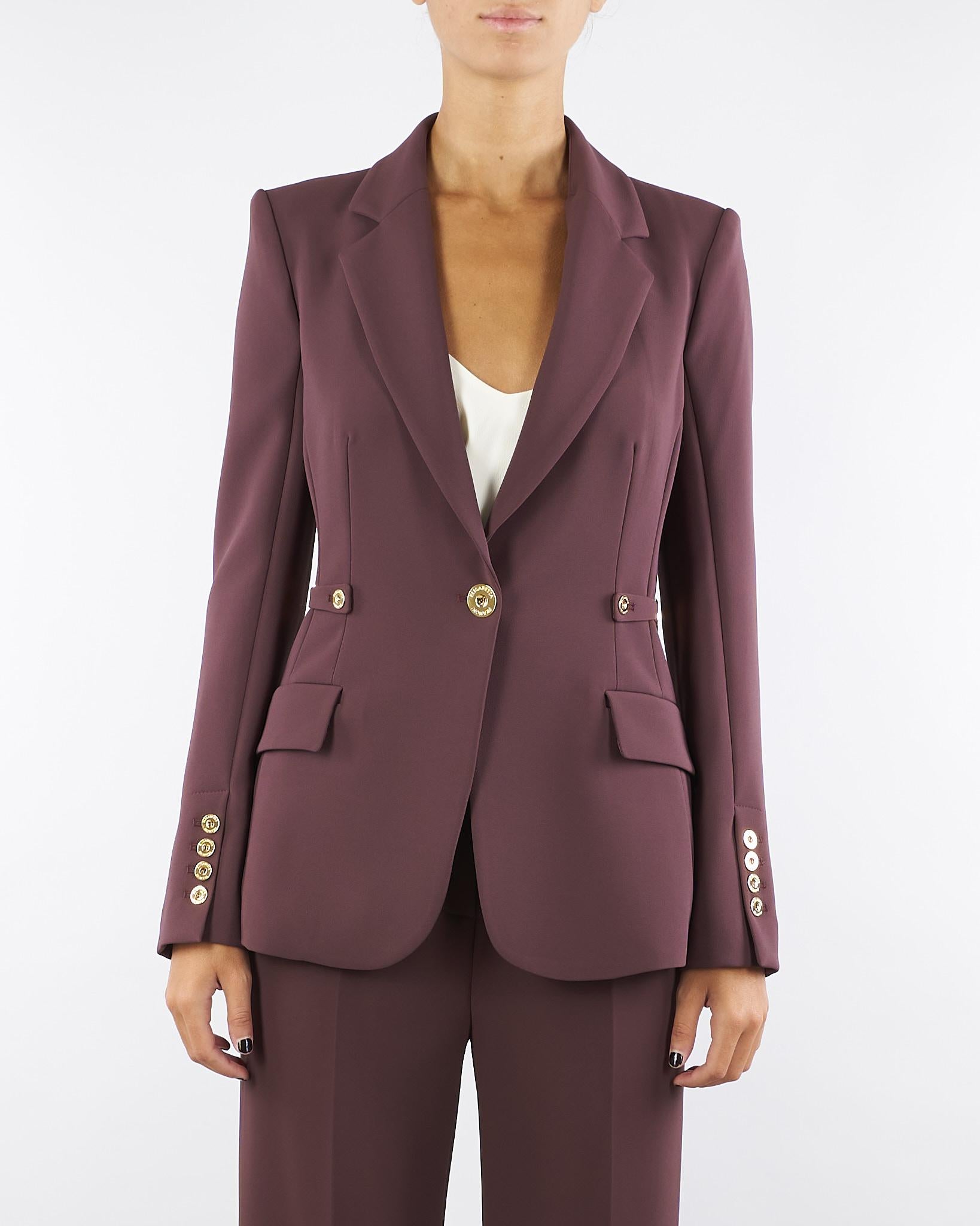 Giacca Merlot in crêpe leggero con dettagli gioiello GI17556E2 EA4 ELISABETTA FRANCHI 