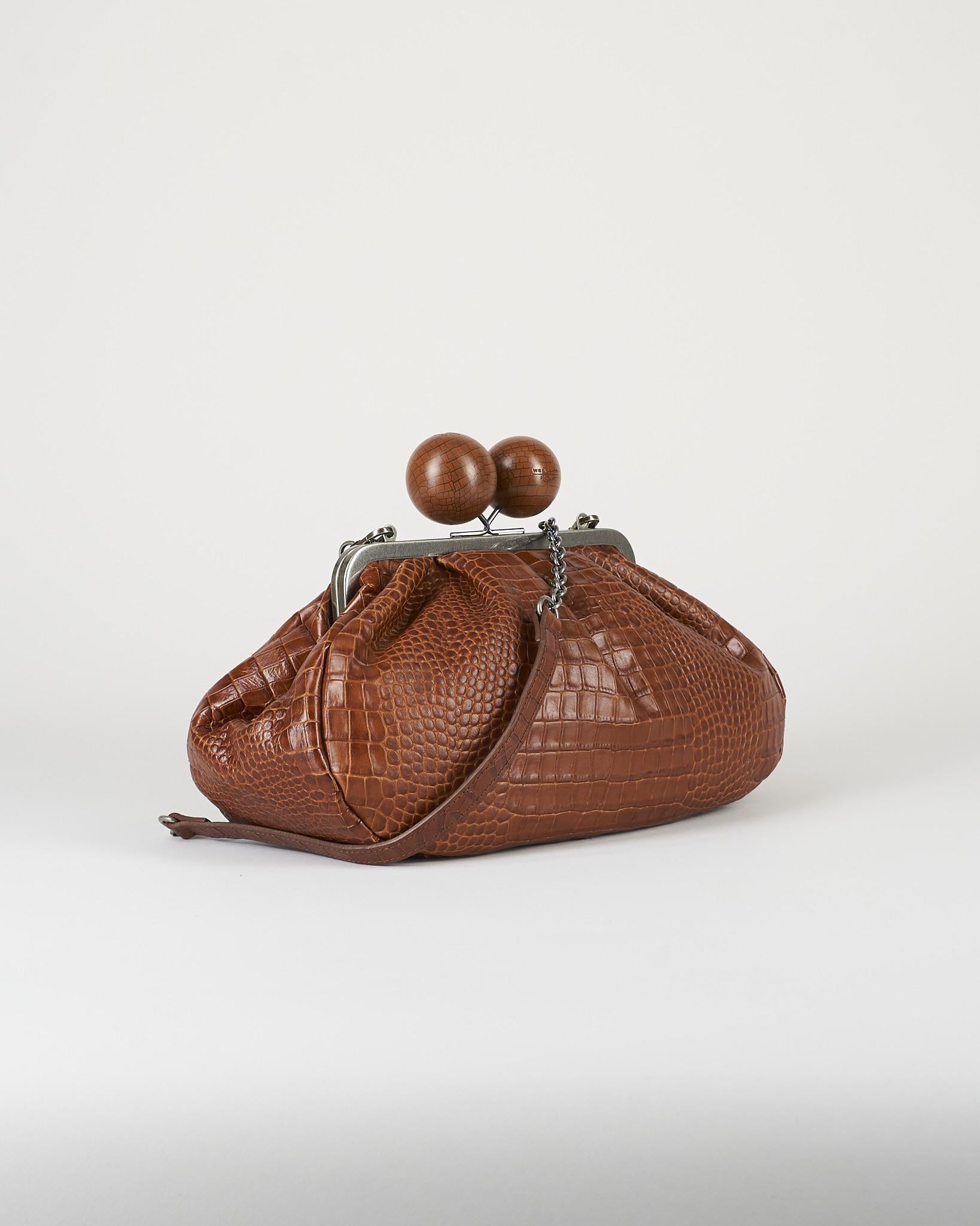 Borsa Pasticcino Bag Cuoio medium in pelle con stampa cocco WKAALISSO 1 MAX MARA WEEKEND 
