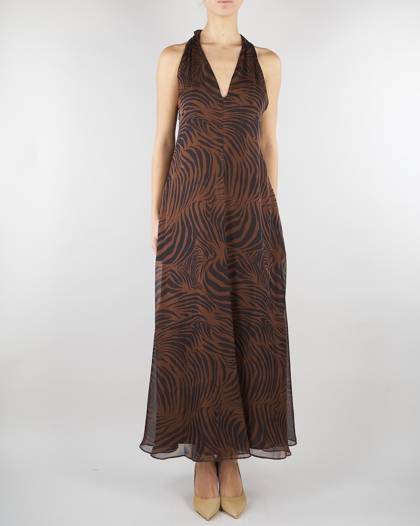 Abito Marrone in chiffon di seta stampato MSTSALICE 2 MAX MARA STUDIO 