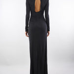 Abito Nero Red Carpet in jersey cupro con drappeggi ABR0656E2 110 ELISABETTA FRANCHI 