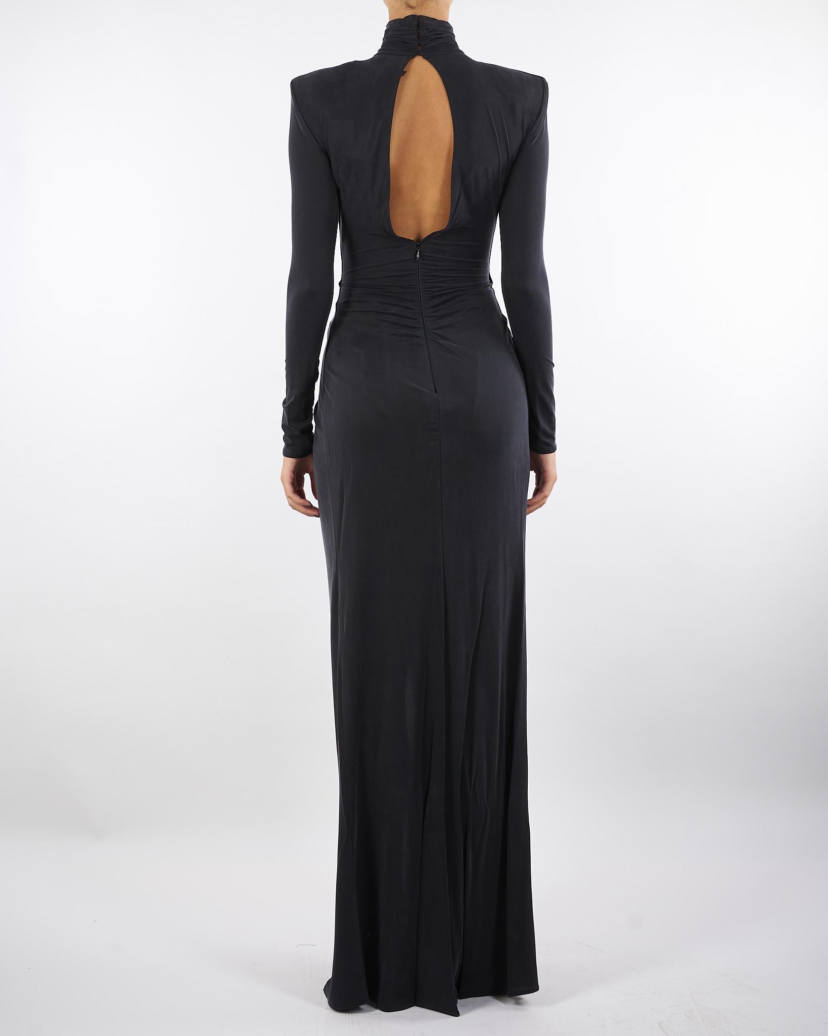 Abito Nero Red Carpet in jersey cupro con drappeggi ABR0656E2 110 ELISABETTA FRANCHI 